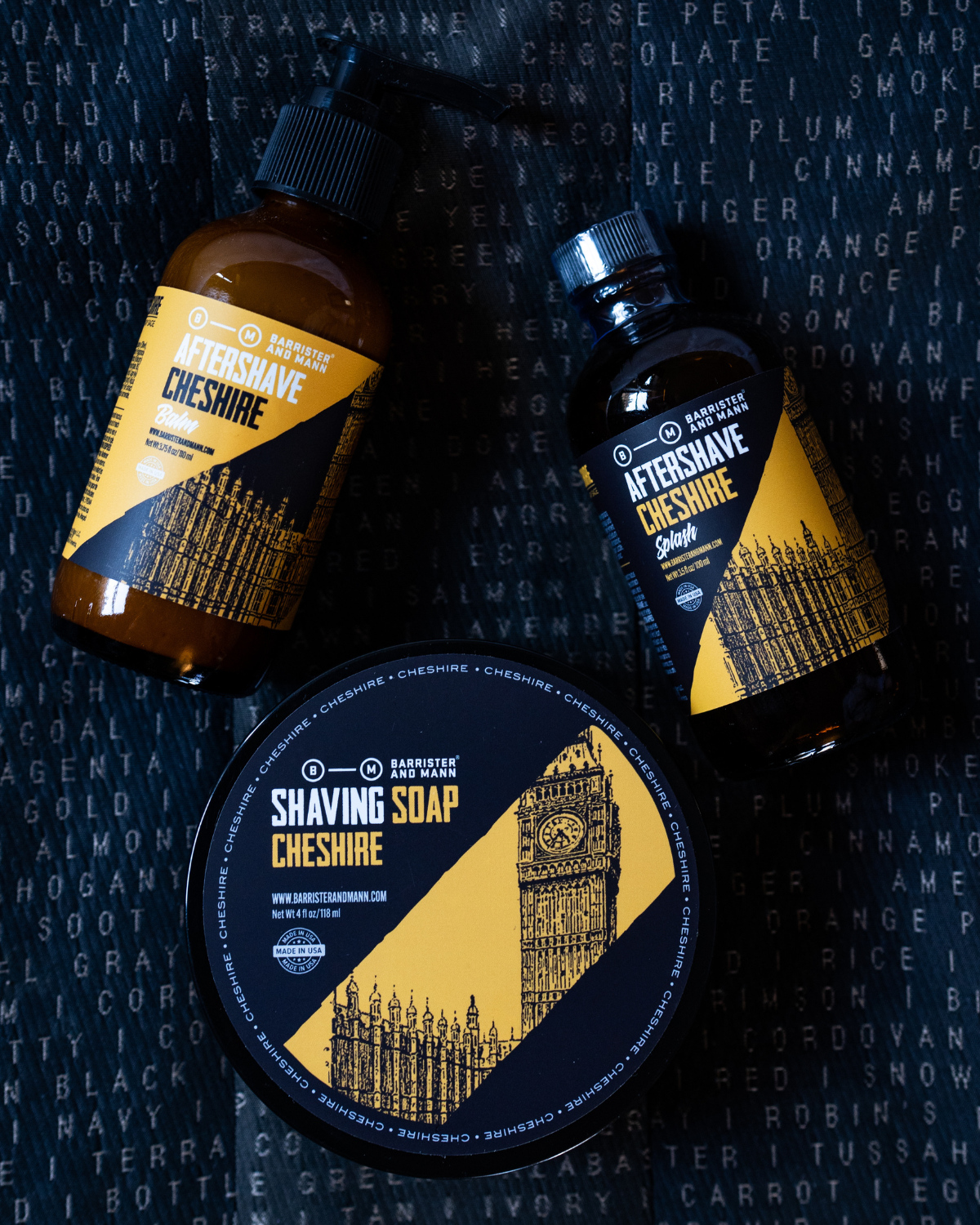 Barrister and Mann Cheshire Shaving Soap, Aftershave Balm, and Aftershave Splash