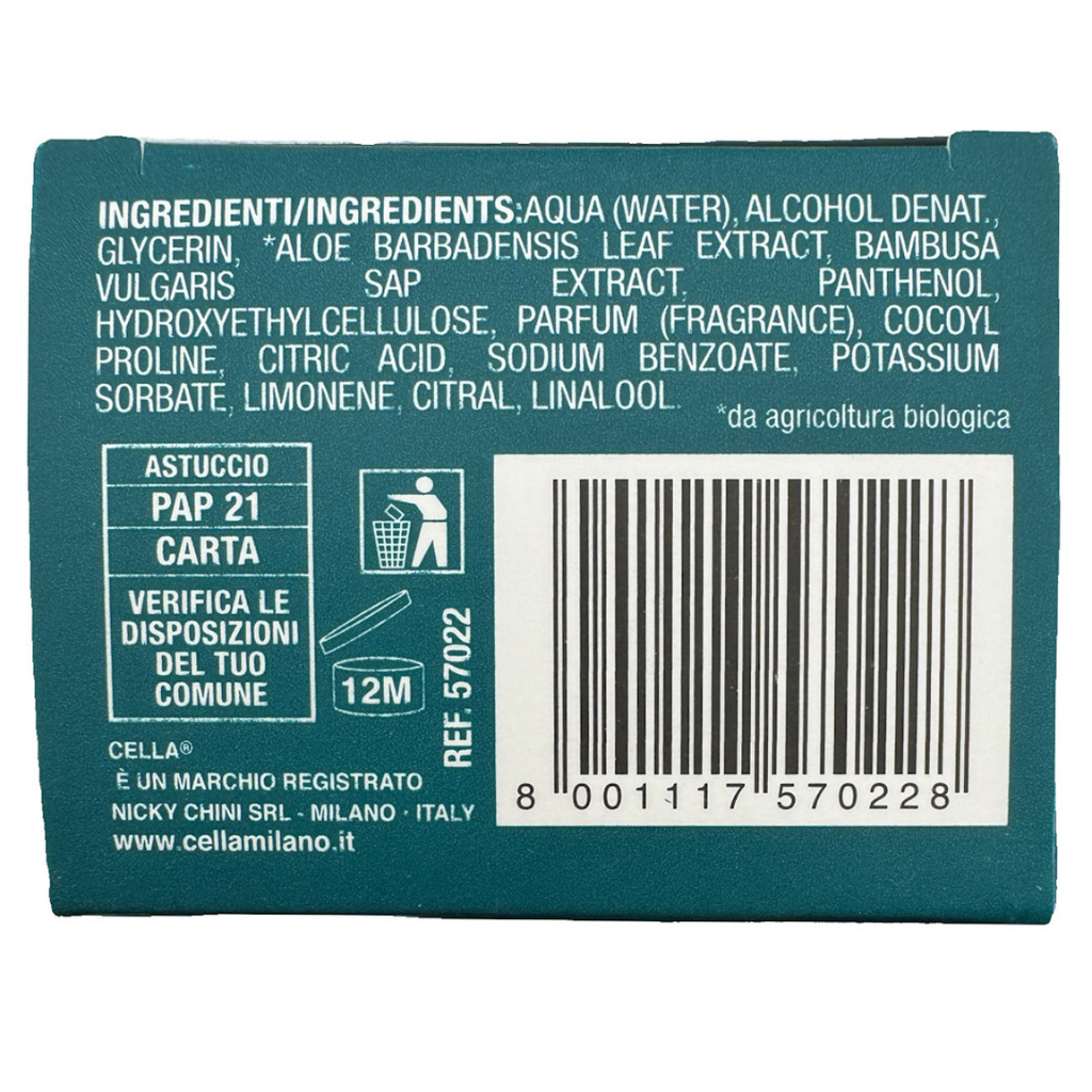 Cella Milano Organic Aloe Vera Pre-Shave Gel 2.6 oz