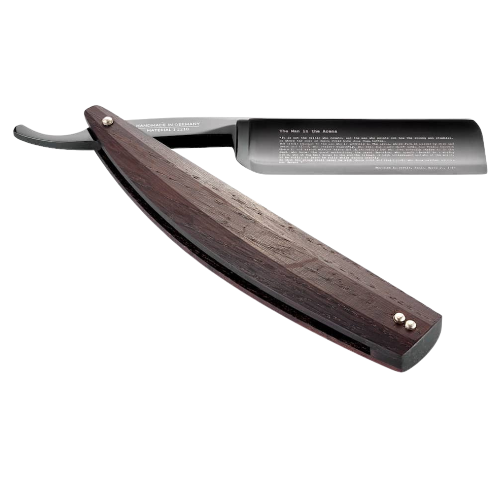 Dovo Arena Straight Razor 8/8&quot; Smoked Oak Carbon Steel