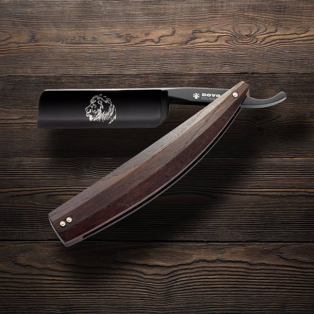 Dovo Arena Straight Razor 8/8&quot; Smoked Oak Carbon Steel
