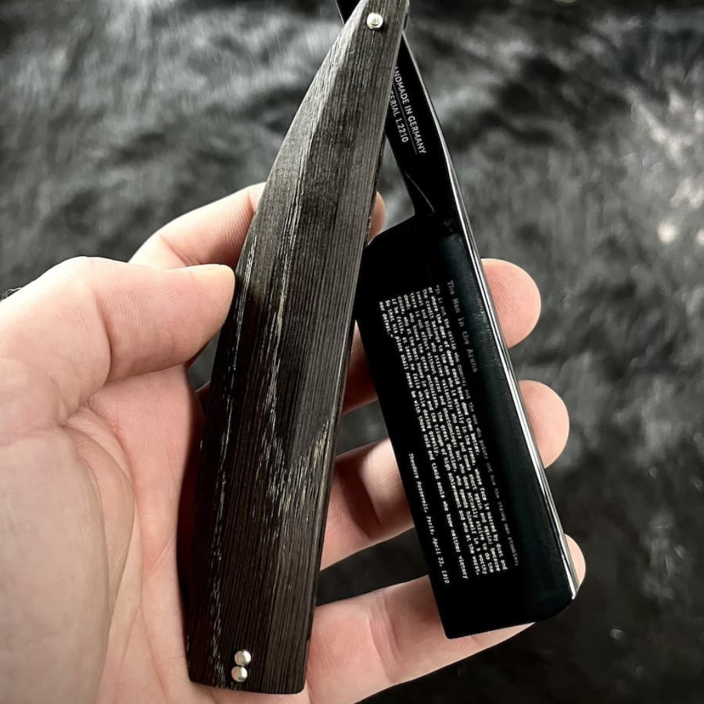 Dovo Arena Straight Razor 8/8&quot; Smoked Oak Carbon Steel