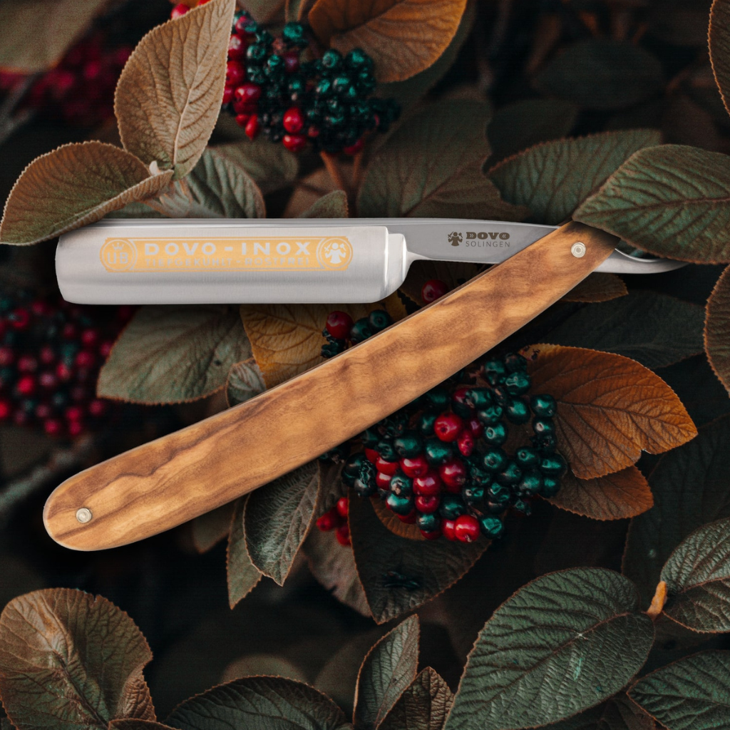 Dovo Inox Straight Razor 5/8&quot; Olive Wood Stainless Steel
