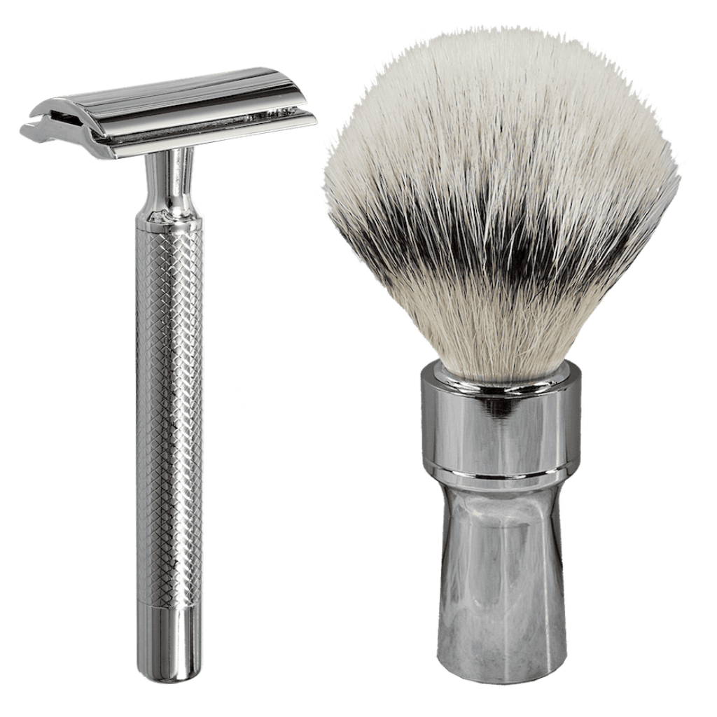 Dovo Primo I Synthetic Silvertip Shaving Brush &amp; Safety Razor Set