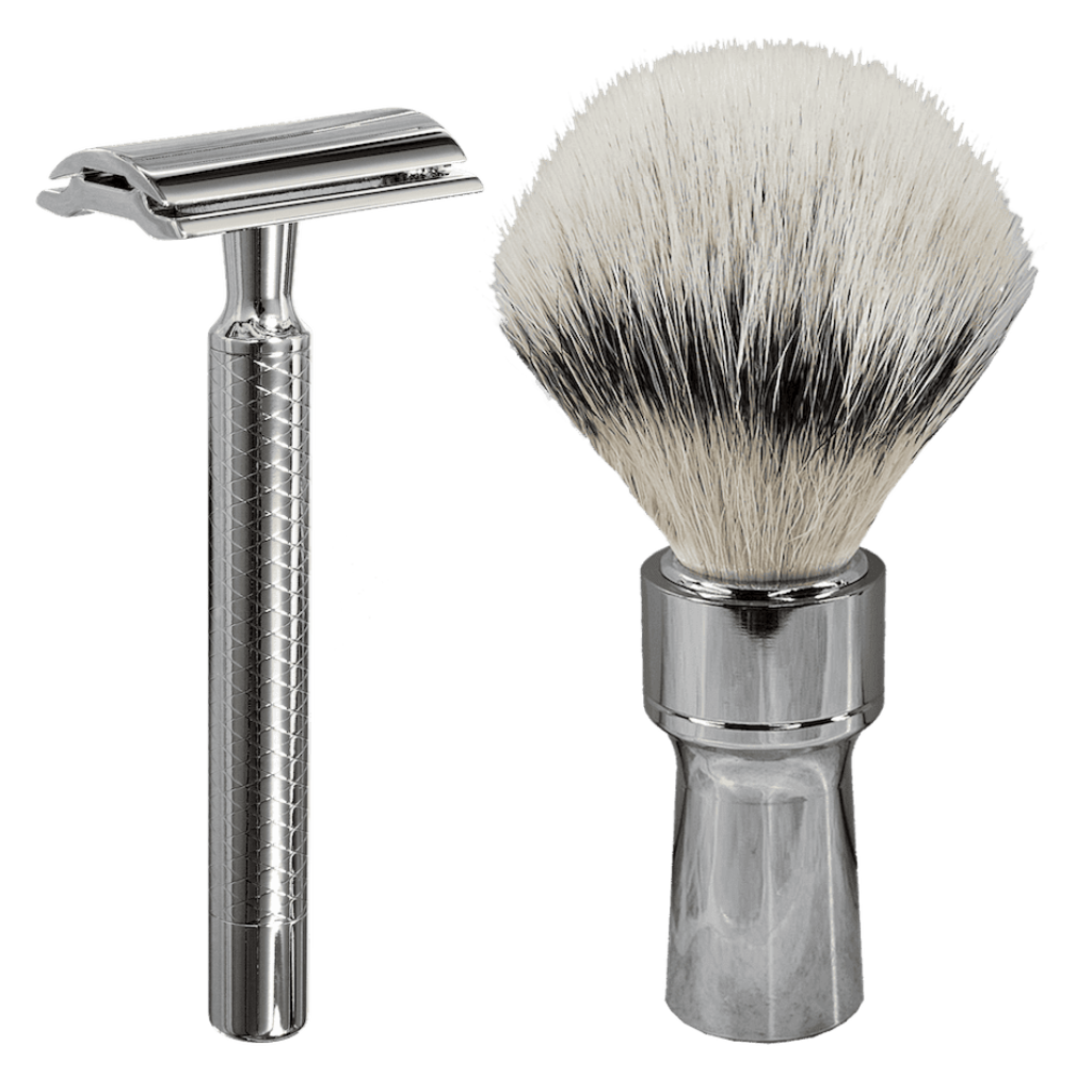 Dovo Primo II Synthetic Silvertip Shaving Brush &amp; Safety Razor Set
