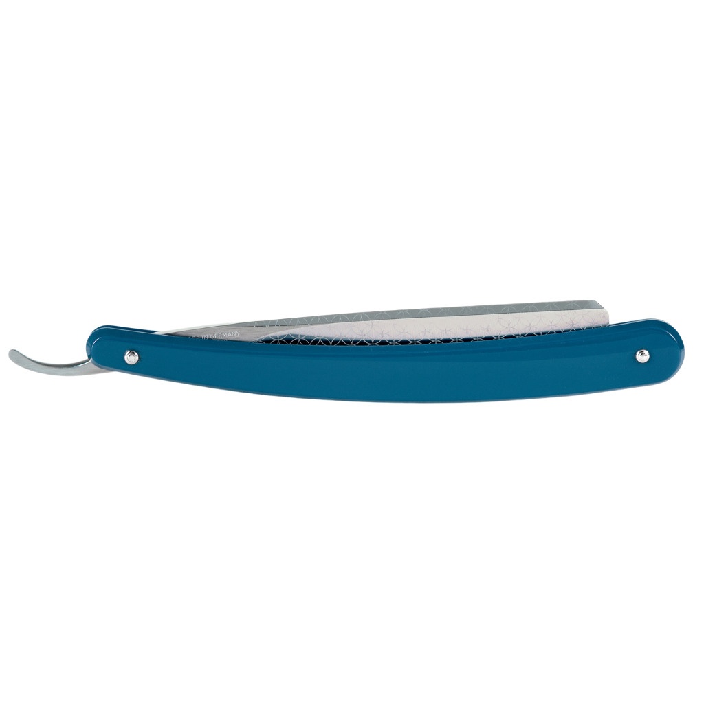 Dovo Runde Sache Straight Razor 5/8" Blue Acrylic Glass Carbon Steel