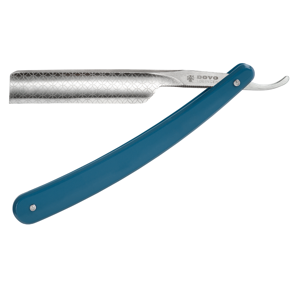 Dovo Runde Sache Straight Razor 5/8" Blue Acrylic Glass Carbon Steel