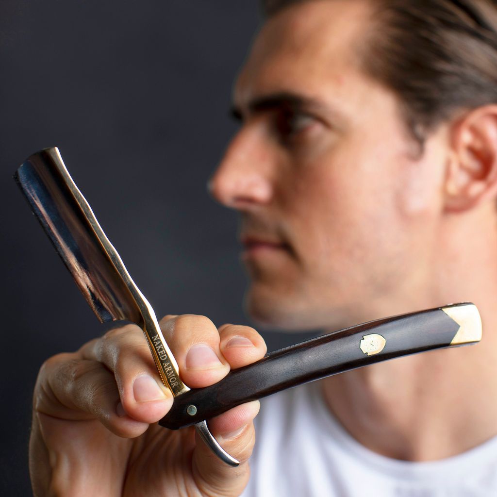 Naked Armor King Arthur Straight Razor 7/8&quot; Ebony Japanese Stainless Steel.