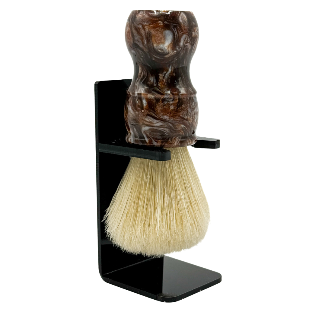 Parker Deluxe Faux Tortoiseshell Boar Shaving Brush &amp; Acrylic Shaving Brush Stand