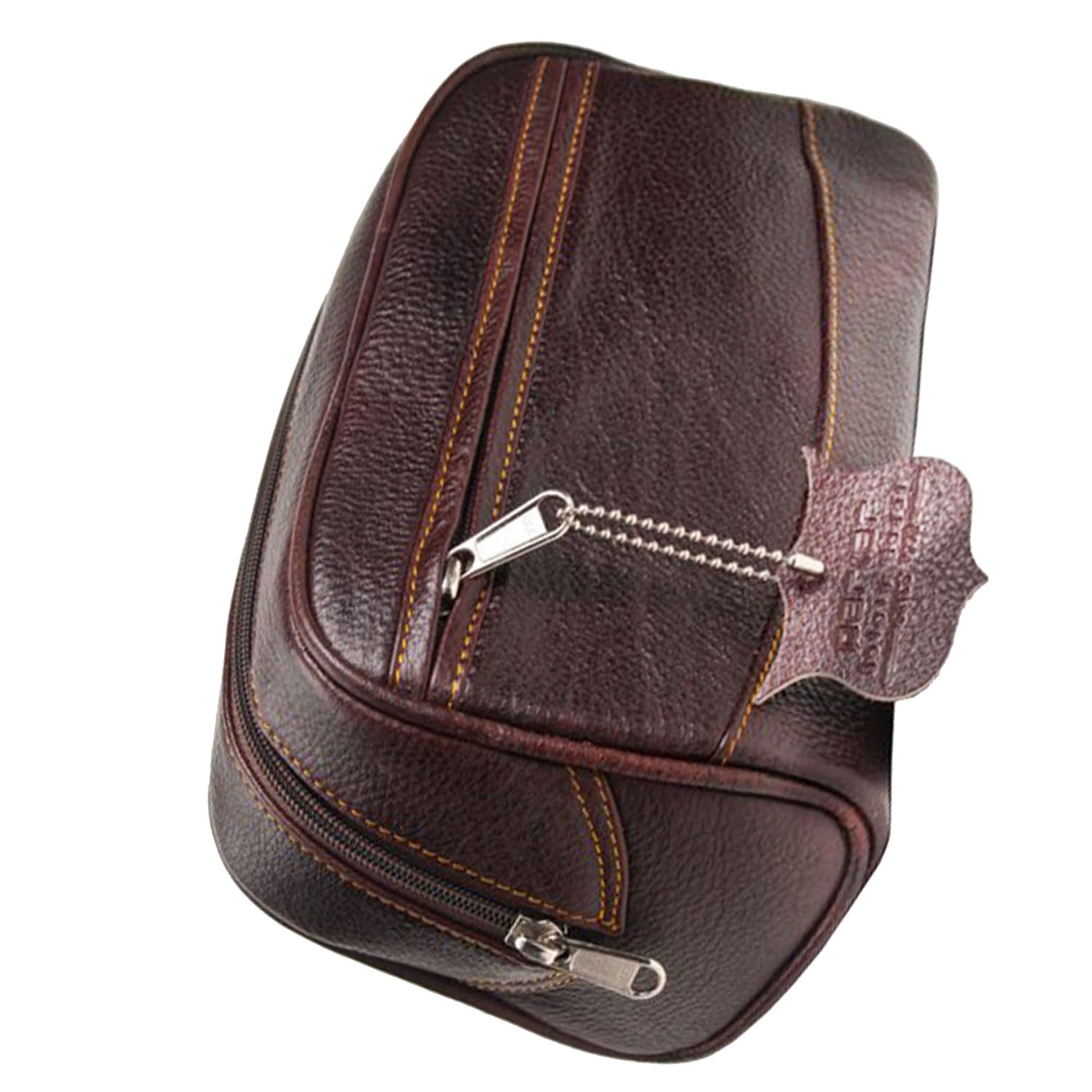 Parker Dark Brown Water Buffalo Leather Toiletry Bag Large