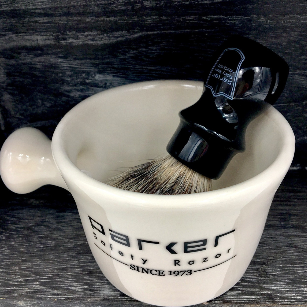 Parker Resin Pure Badger Shaving Brush &amp; Lucite Shaving Brush Stand