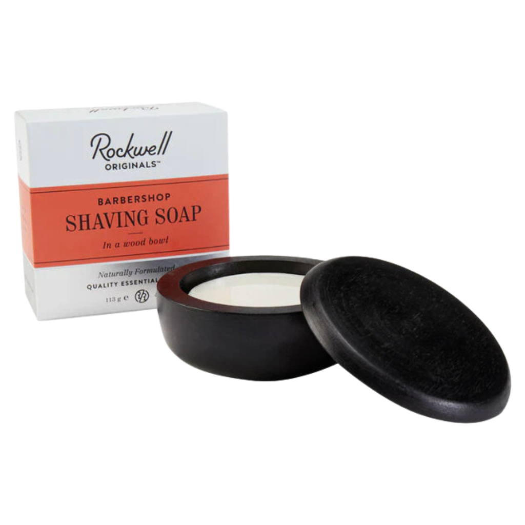 Rockwell Shave Soap Wooden Bowl Barbershop Scent 4 oz.