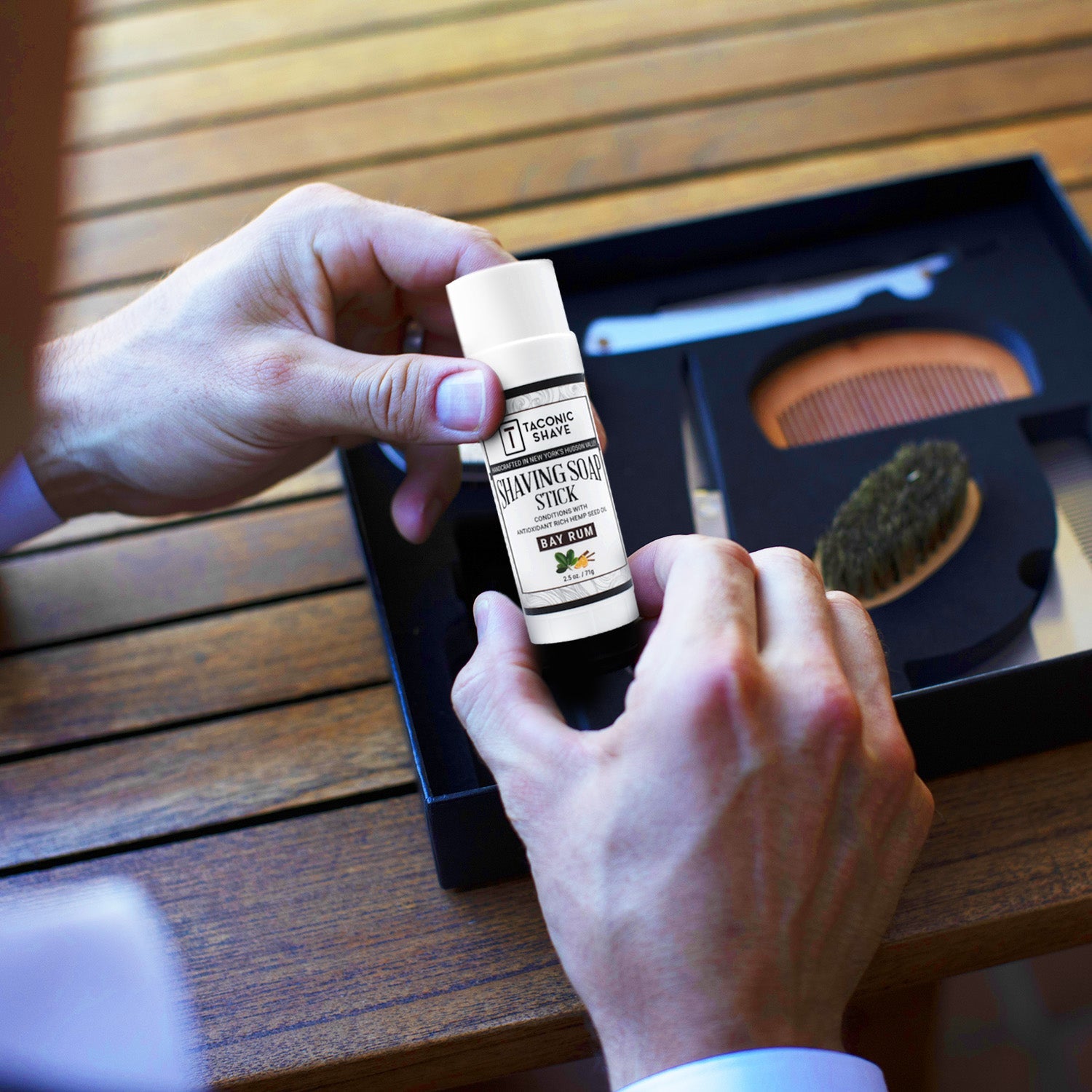 Taconic Shave Hemp &amp; Bay Rum Twist Up Shaving Soap Stick 2.5 oz