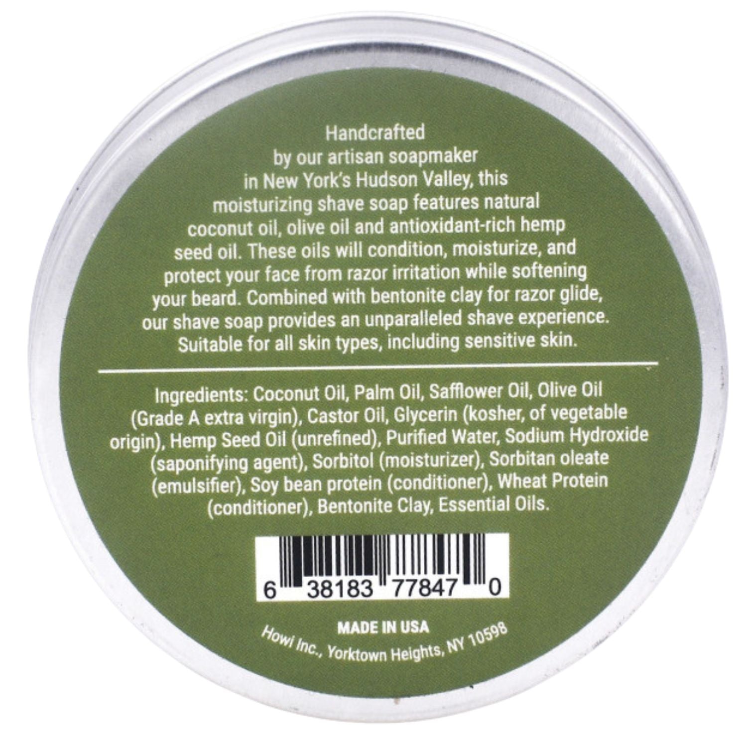 Taconic Shave Hemp &amp; Urban Woods Shaving Soap 4 oz