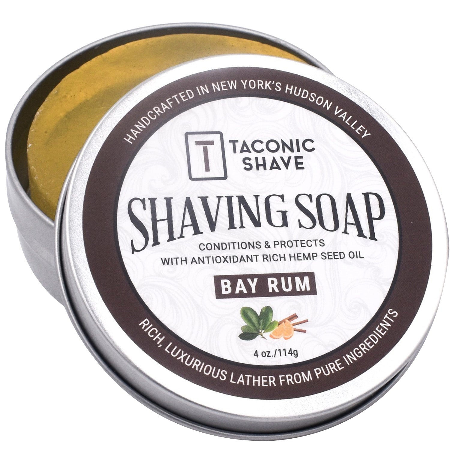 Taconic Shave Hemp &amp; Bay Rum Shaving Soap 4 oz