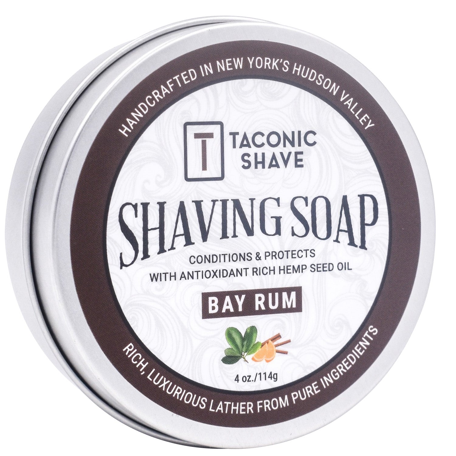 Taconic Shave Hemp &amp; Bay Rum Shaving Soap 4 oz