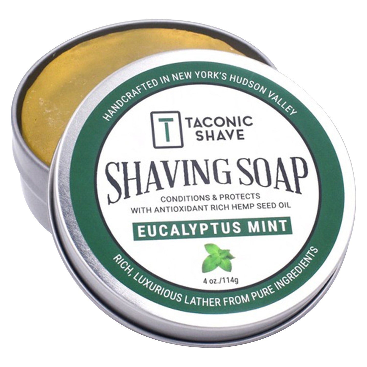 Taconic Shave Hemp &amp; Eucalyptus Mint Shaving Soap 4 oz