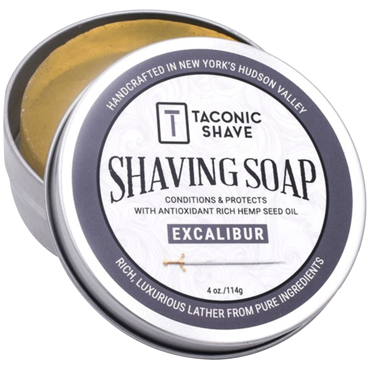 Taconic Shave Hemp &amp; Excalibur Shaving Soap 4 oz