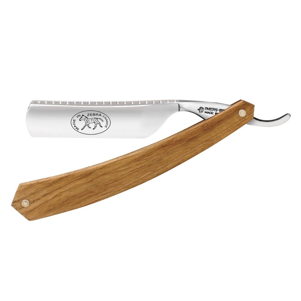 Thiers Issard Historic &#39;Zebra&#39; Straight Razor 7/8&quot; French Oak Carbon Steel
