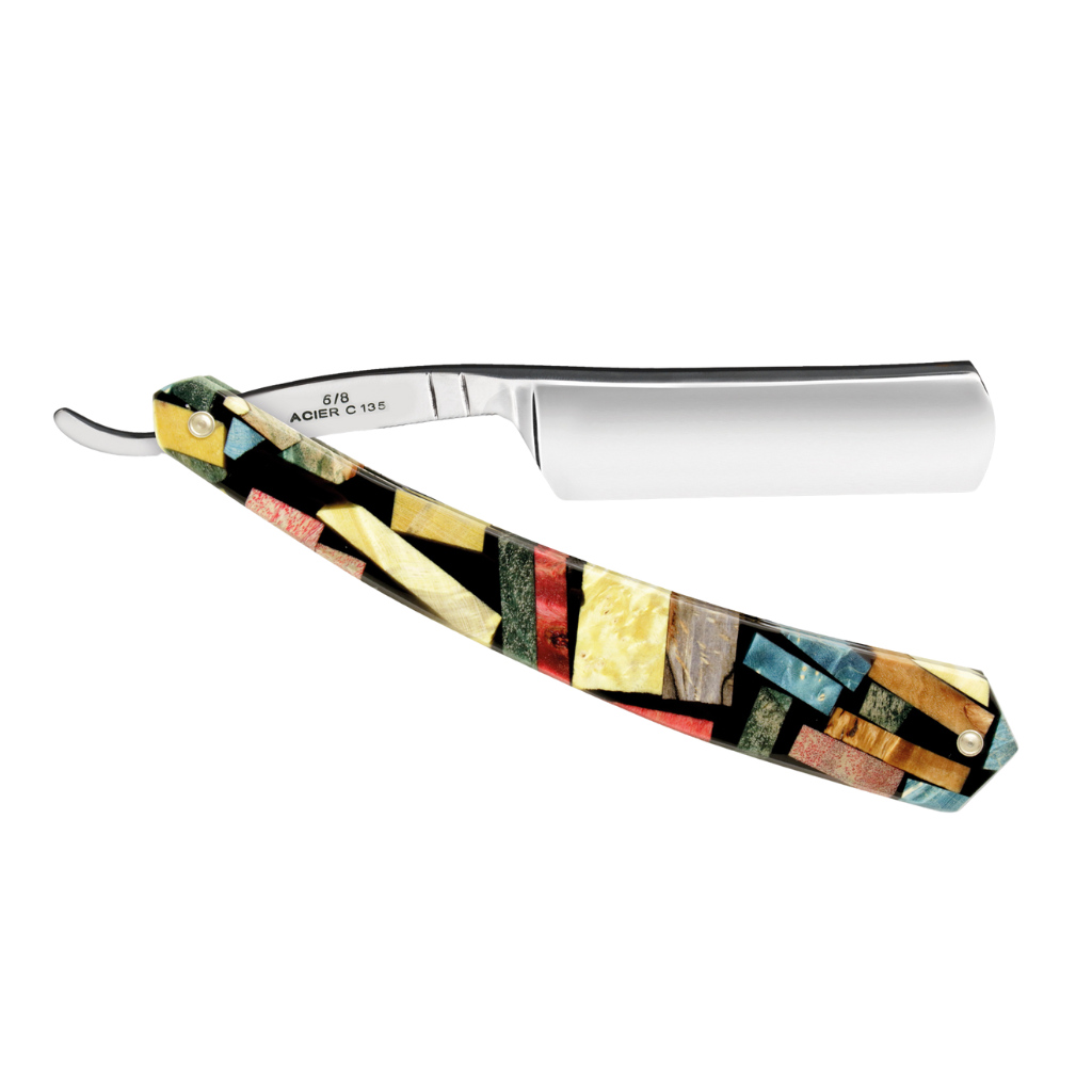 Thiers Issard 'Médaille Pascal' Straight Razor 6/8" Harlequin Stabilized Poplar Wood Carbon Steel