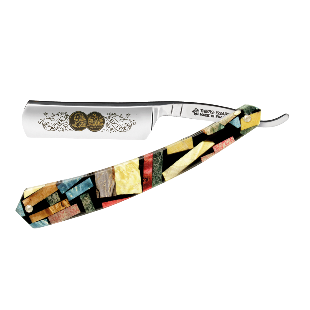 Thiers Issard 'Médaille Pascal' Straight Razor 6/8" Harlequin Stabilized Poplar Wood Carbon Steel