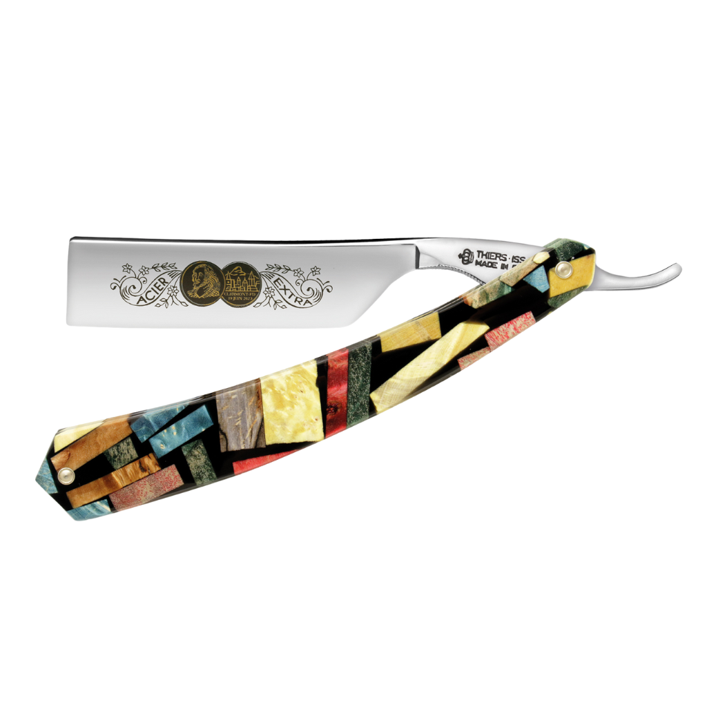 Thiers Issard 'Médaille Pascal' Straight Razor 6/8" Harlequin Stabilized Poplar Wood Carbon Steel.