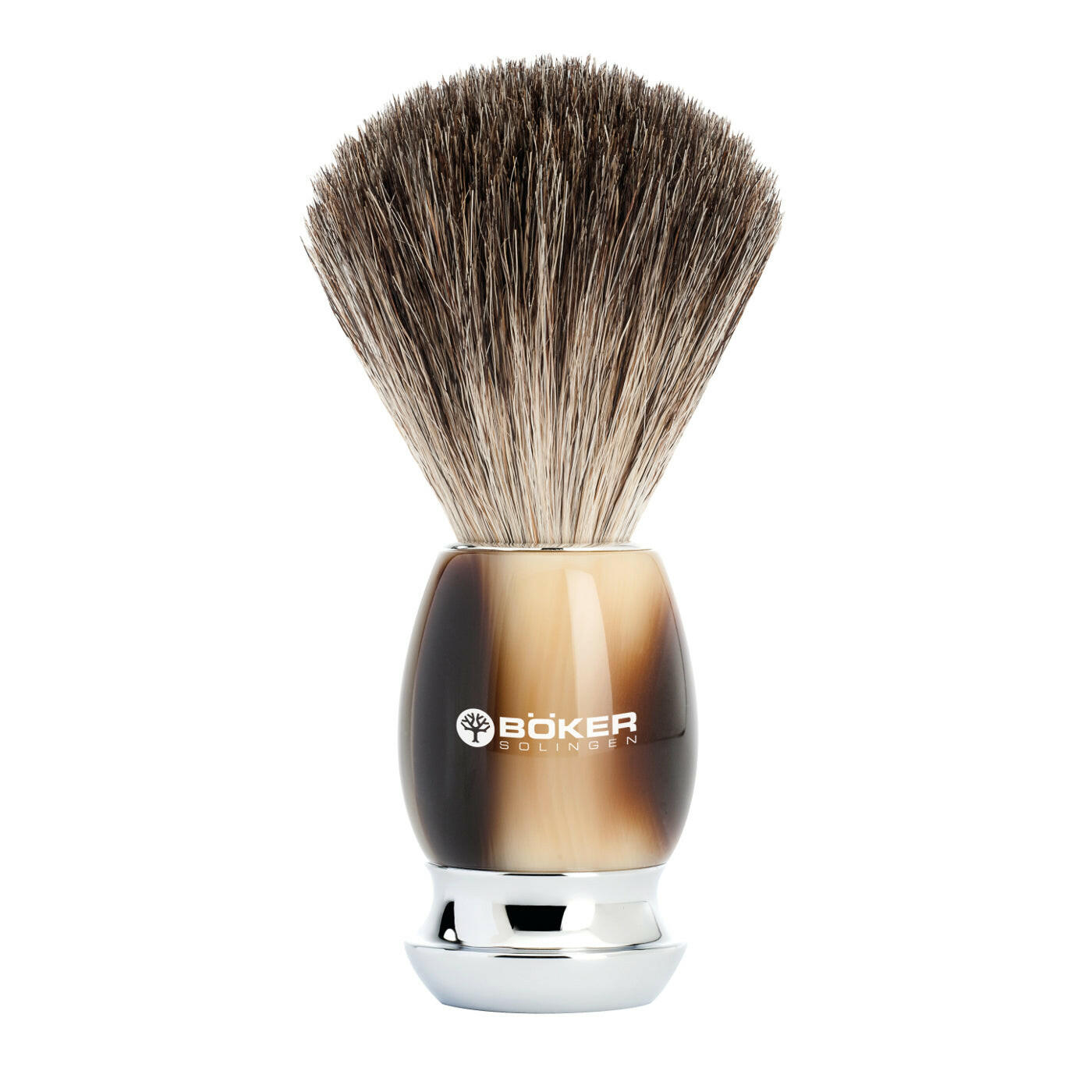 Boker Pure Badger Hair Brown Resin Classic Horn Shaving Brush - Grown Man Shave