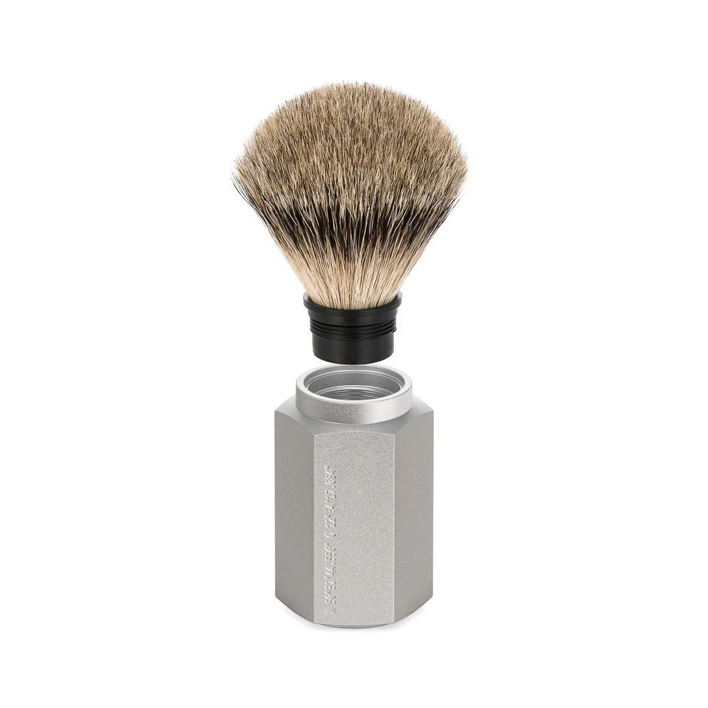 Muhle 091MHGPURE Hexagon Silver Handle Silvertip Badger Shaving Brush