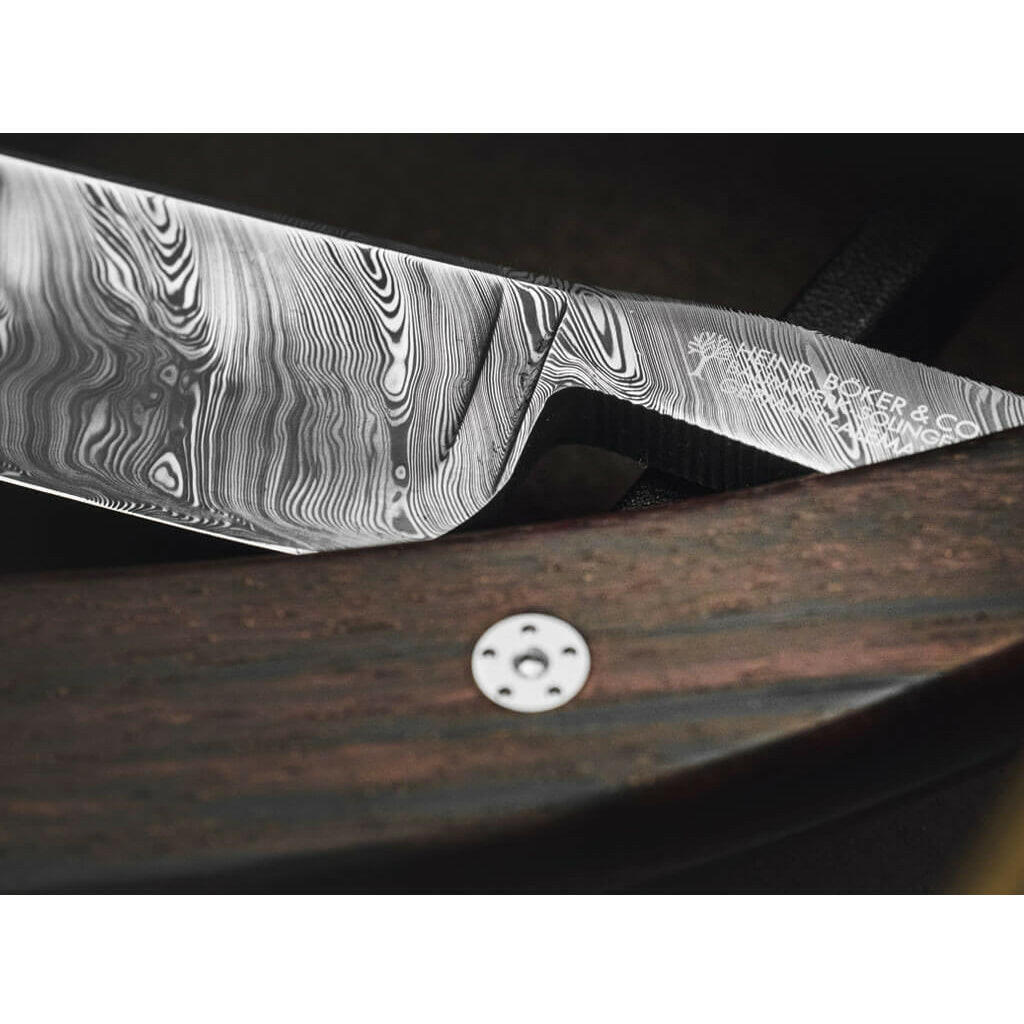 Boker Damascus Desert Ironwood Barber&#39;s Notch 8/8&quot; Straight Razor
