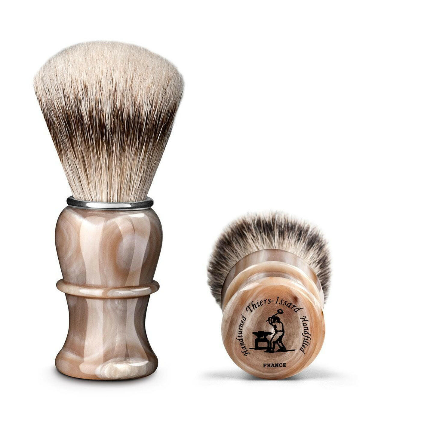 Thiers Issard Blonde Horn Silvertip Badger 26mm Shaving Brush - Grown Man Shave