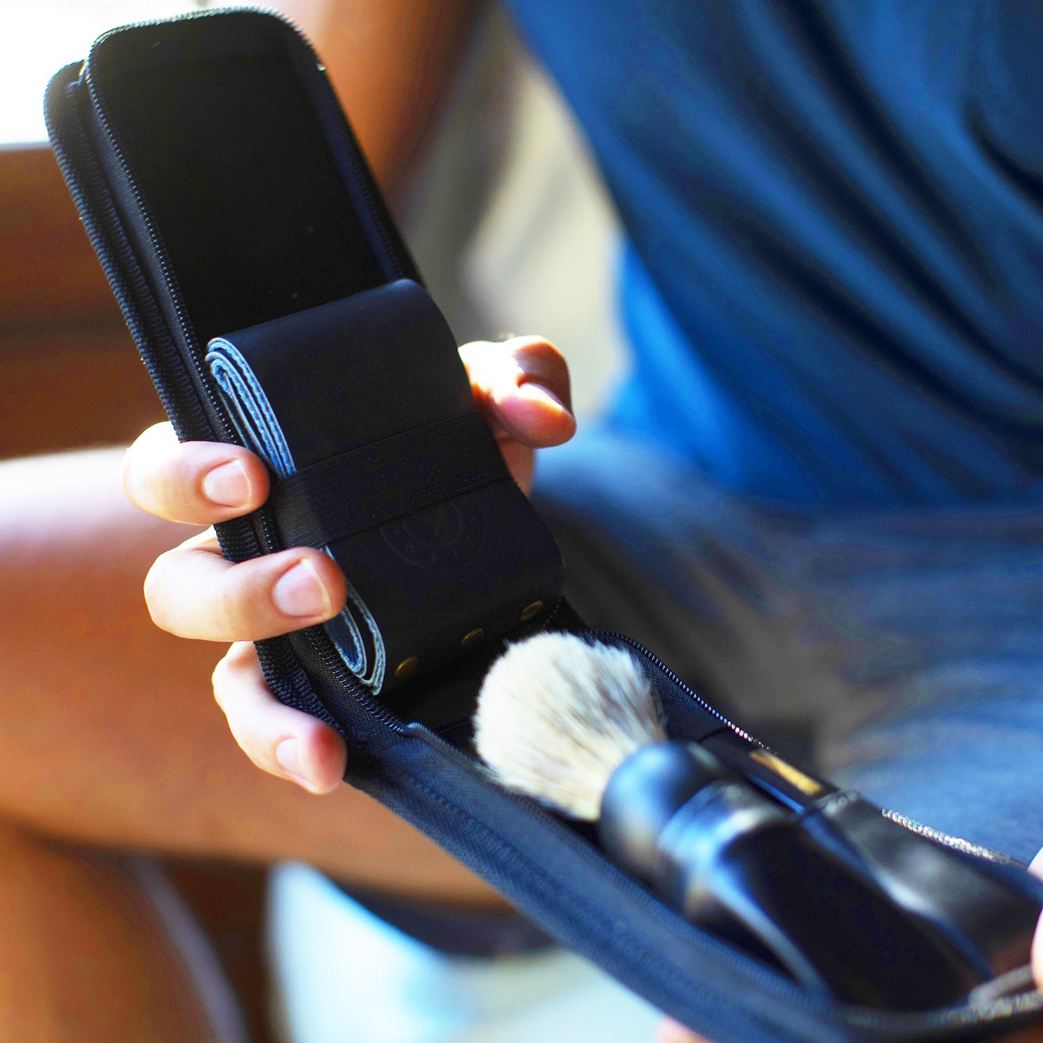 Naked Armor 2.5 Inch Black Blue Eel Strop.