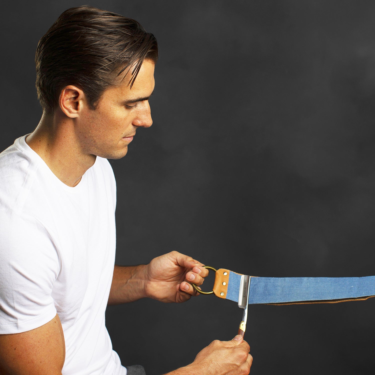 Naked Armor 2.5 Inch Brown Blue Eel Strop.