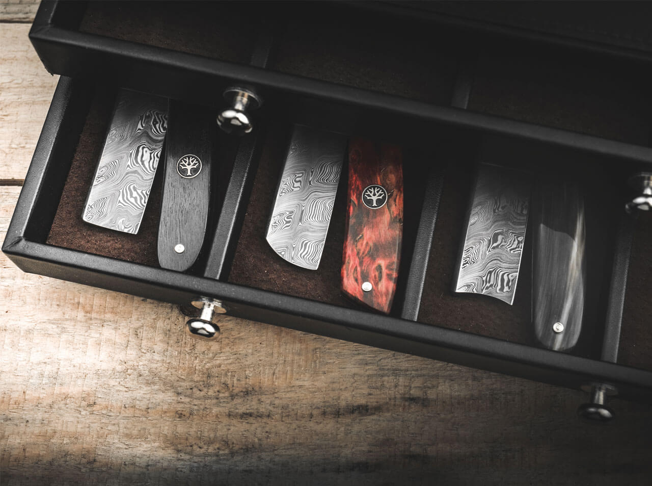 Boker Damascus Curly Birch French Point 6/8&quot;Straight Razor