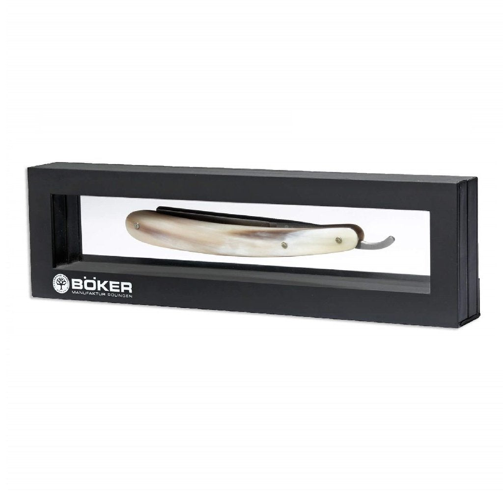 Boker Damascus Horn Spanish Point 5/8&quot; Straight Razor