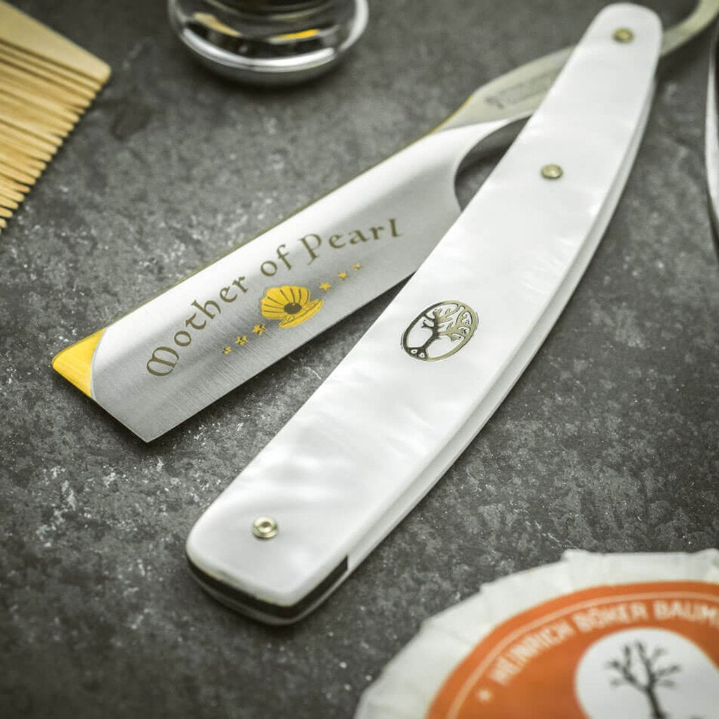 Boker Mother of Pearl Square Point 6/8&quot; O1 Pearl Imitation Straight Razor