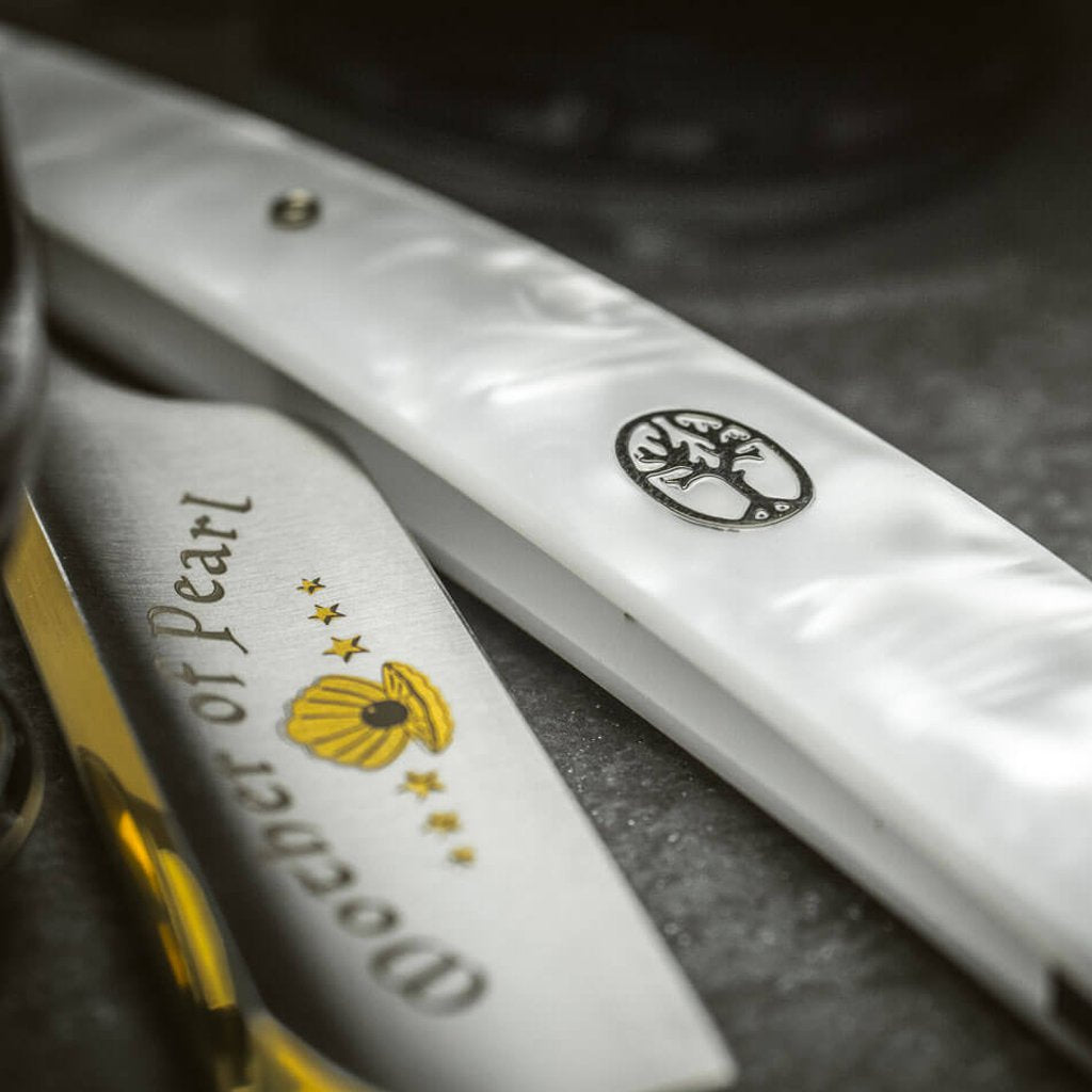 Boker Mother of Pearl Square Point 6/8&quot; O1 Pearl Imitation Straight Razor