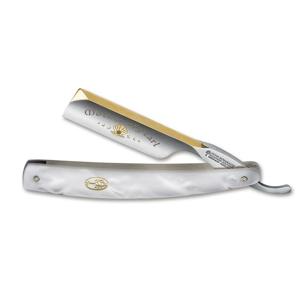 Boker Mother of Pearl Square Point 6/8&quot; O1 Pearl Imitation Straight Razor
