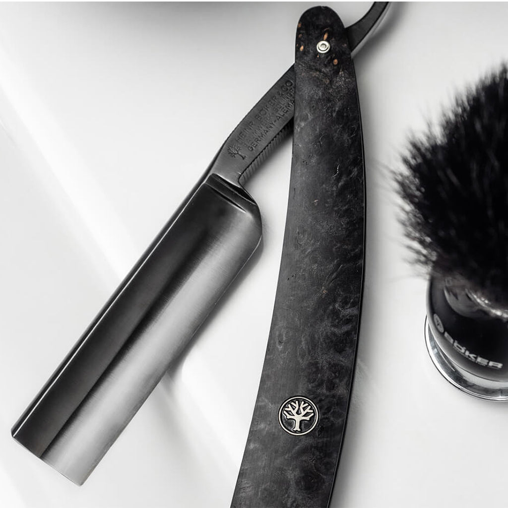 Boker Black Amboina Straight Razor 6/8&quot;.