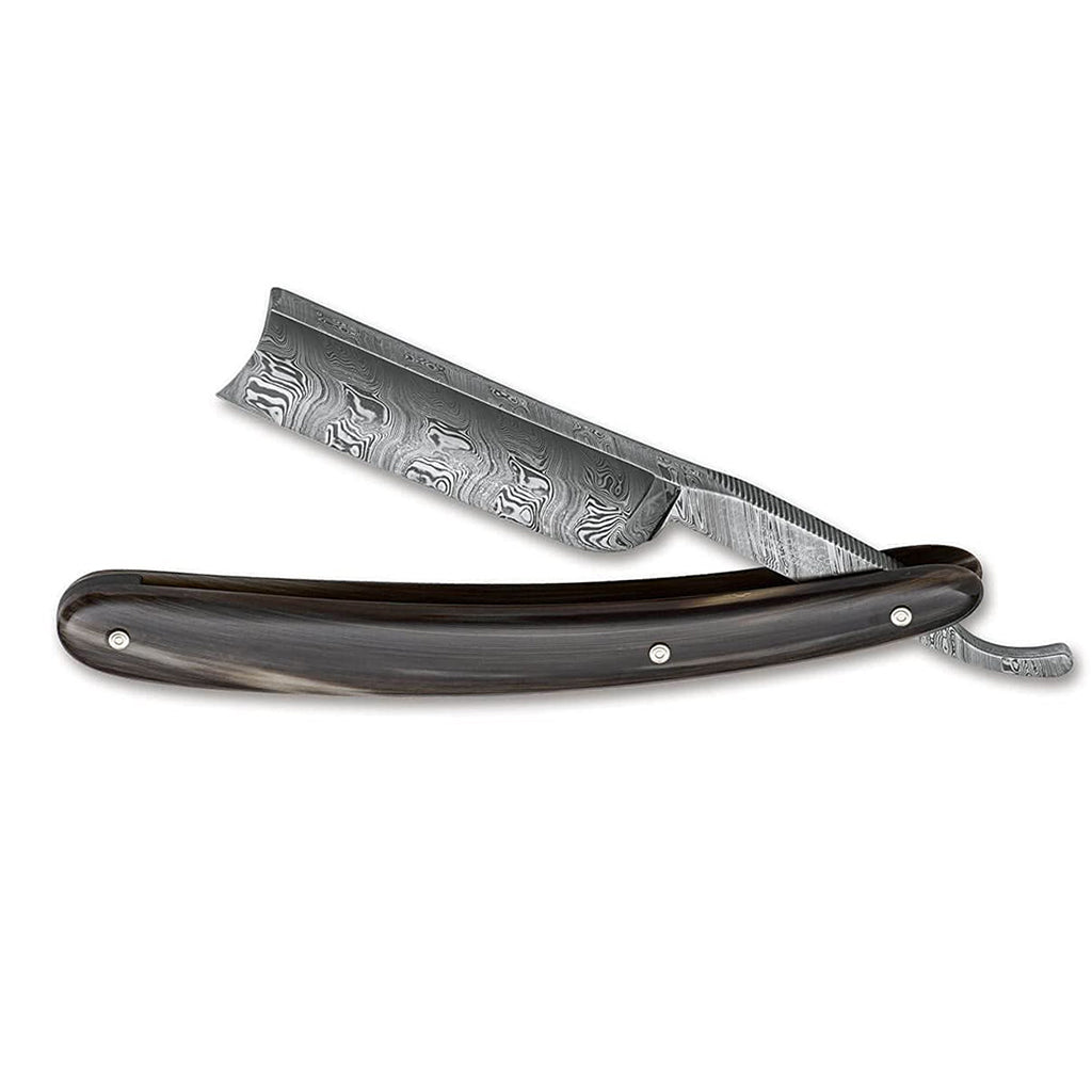 Boker Damascus Horn Straight Razor 6/8&quot;.
