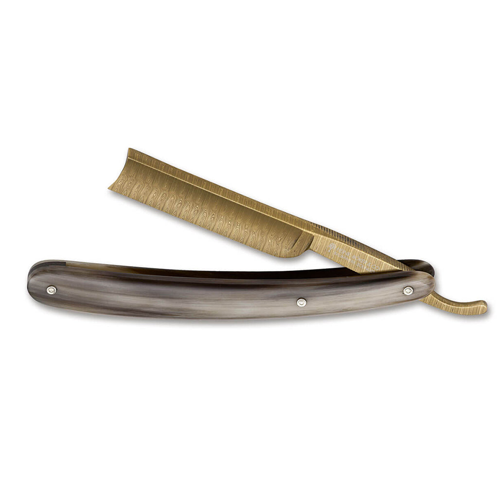 Boker Damascus Gold Horn Straight Razor 5/8&quot;.
