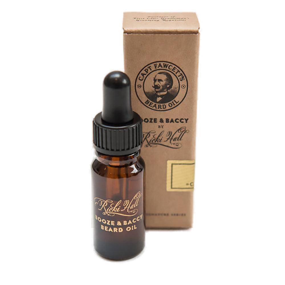 Captain Fawcett Ricki Hall Booze &amp; Baccy Beard Oil Travel Size (10ml).