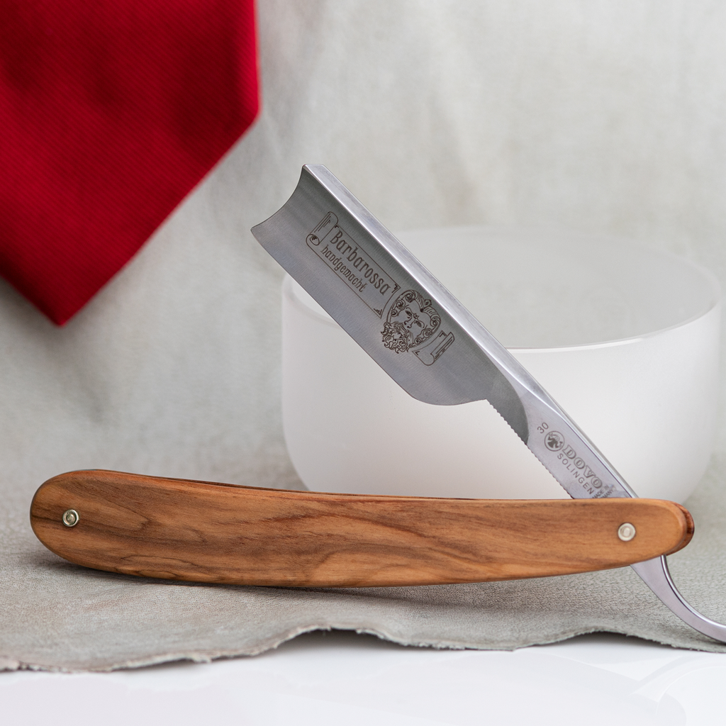 Dovo Barbarossa Olivewood Spanish Point 5/8&quot; Carbon Steel Straight Razor