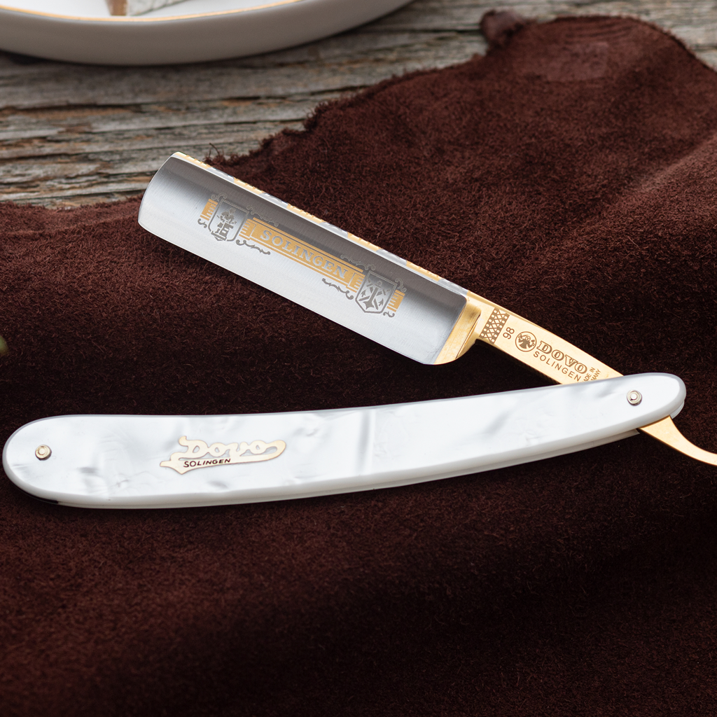 Dovo Imitation Pearlex Round Point 5/8&quot; Carbon Steel Straight Razor