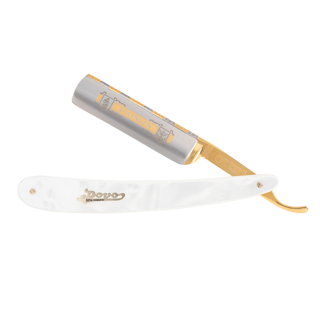 Dovo Imitation Pearlex Round Point 5/8&quot; Carbon Steel Straight Razor