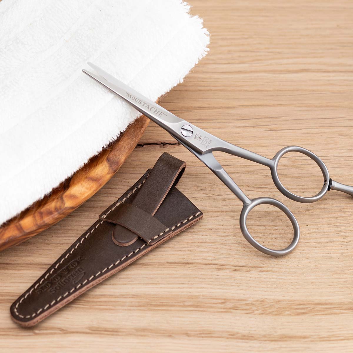 Dovo Moustache Scissor Set R Sat Brown with Scissors