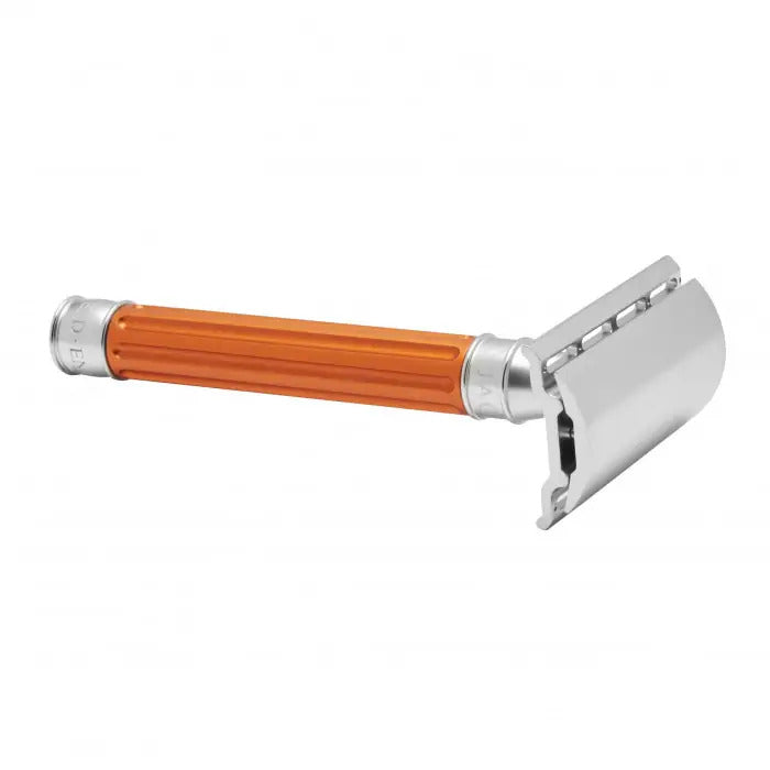 edwin jagger 3one6 stainless steel grooved double edge safety razor orange