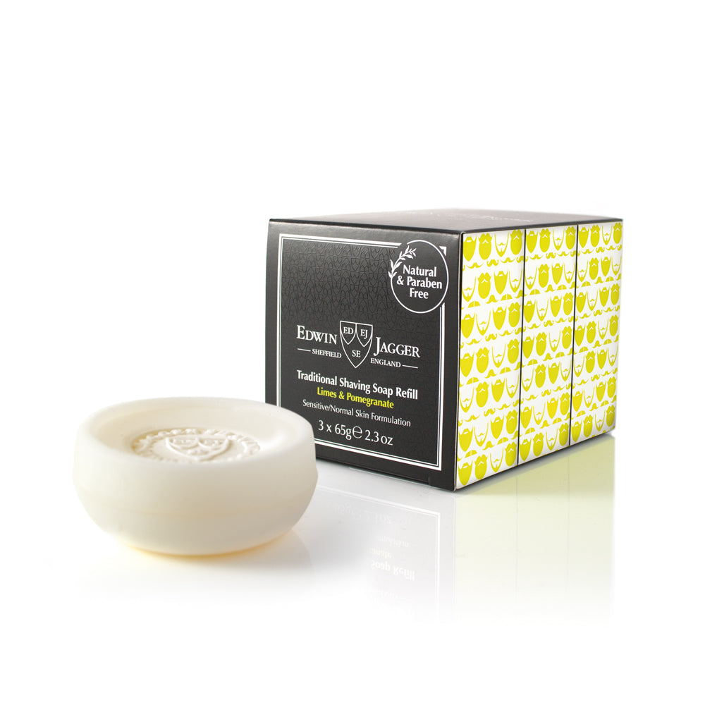 Edwin Jagger Limes &amp; Pomegranate Shaving Soap Refill 65g (3 Pack).