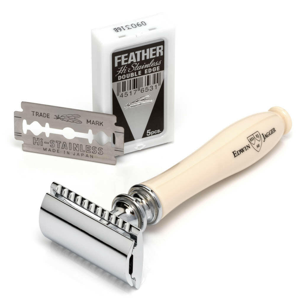 Edwin Jagger Chatsworth Imitation Ivory Double Edge Safety Razor
