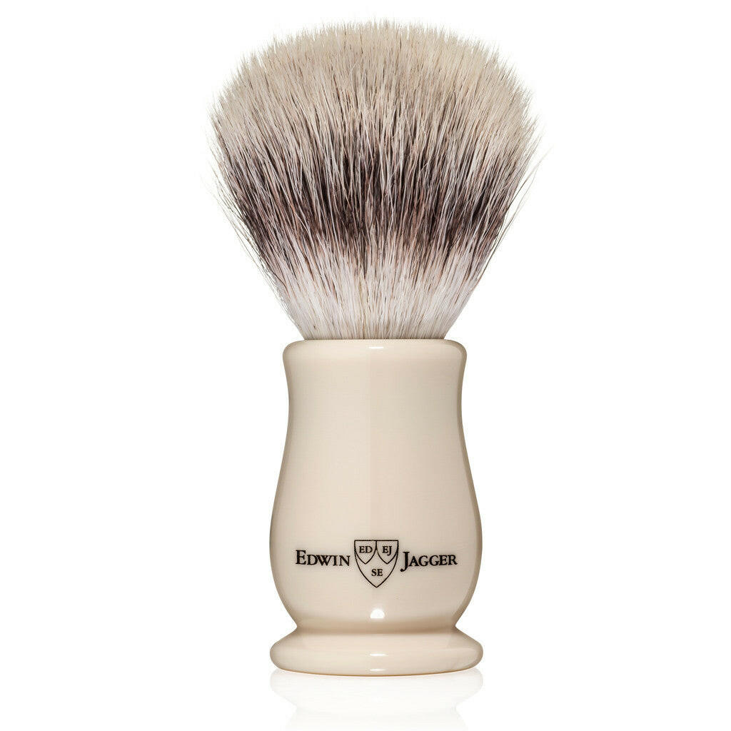 Edwin Jagger Chatsworth Imitation Ivory Synthetic Silvertip Shaving Brush