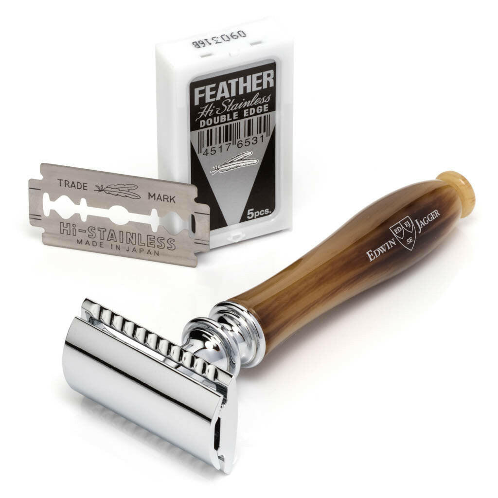 Edwin Jagger Chatsworth Imitation Light Horn Double Edge Safety Razor