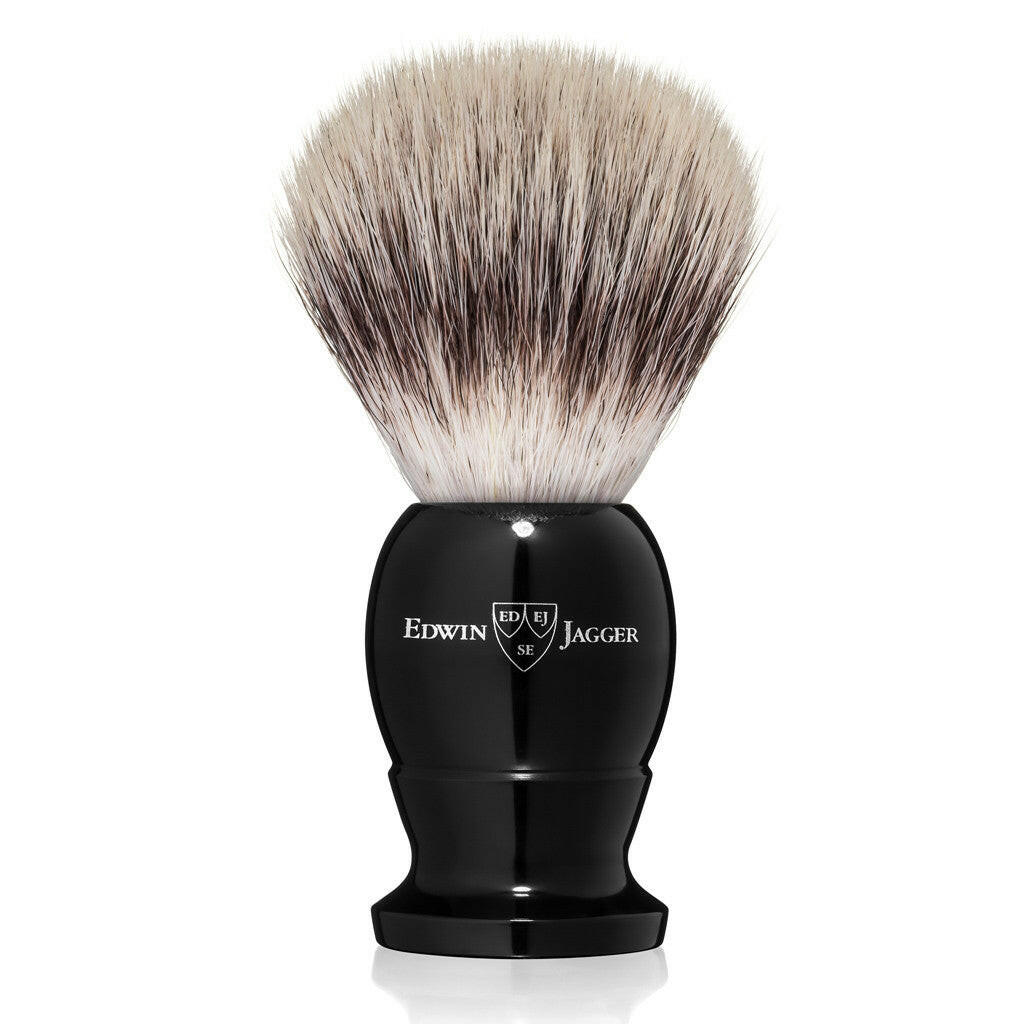 Edwin Jagger Imitation Ebony Medium Synthetic Silvertip Shaving Brush